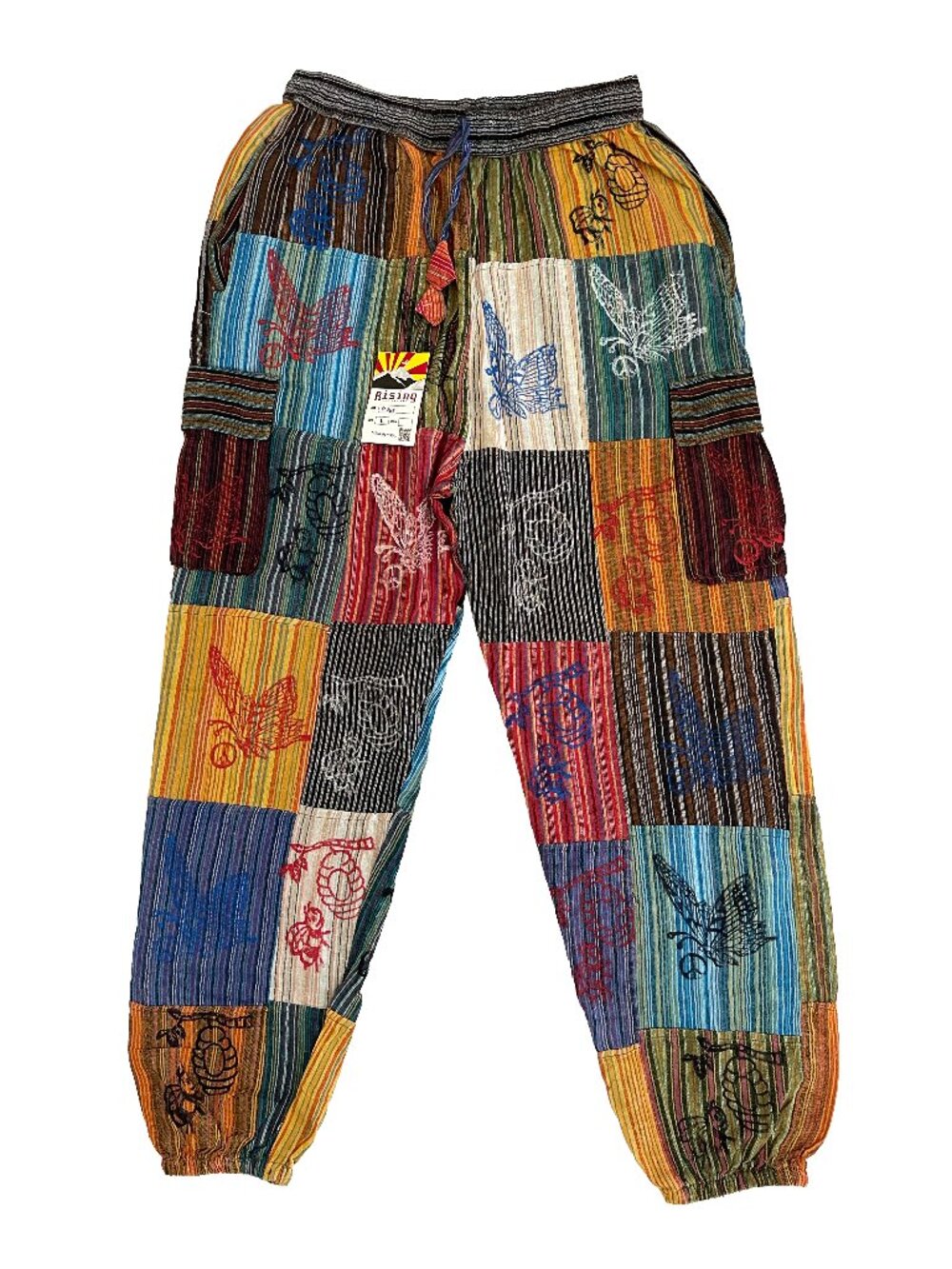 Rising International Patchwork Cargo Pants L NWT Boho Nepal